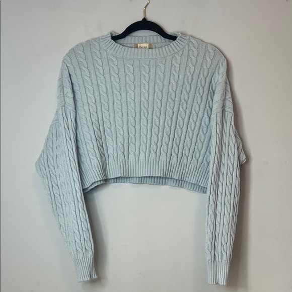 Altar'd State Sweaters - Alter'd States Women's Light Blue Cable Knit Cropped Soft Sweater Size Large